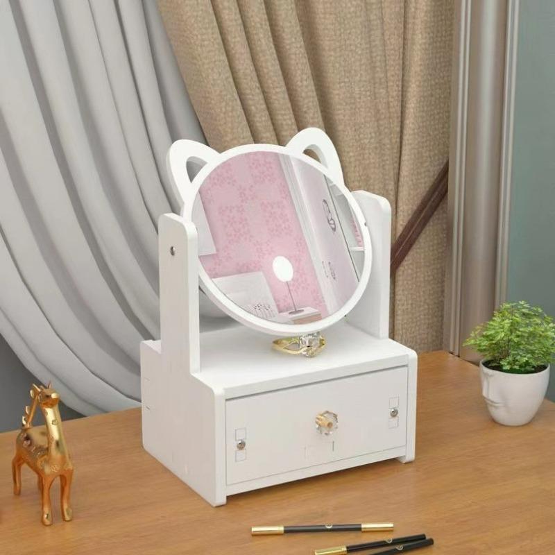 Household Drawer Type Jewelry Arrangement Rack with Cosmetic Mirror Cosmetics Storage Box Skin Care Products Organizer Drawer