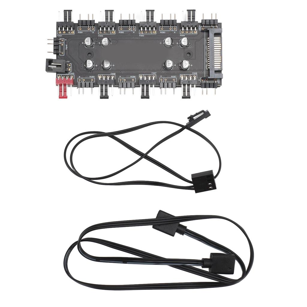 ARGB PWM 2 in 1 Hub 8 Way 5V 3 Pin ARGB HUB and 8 Way 12V 4 Pin PWM Hub for Expanding Motherboard Fan and ARGB Interface
