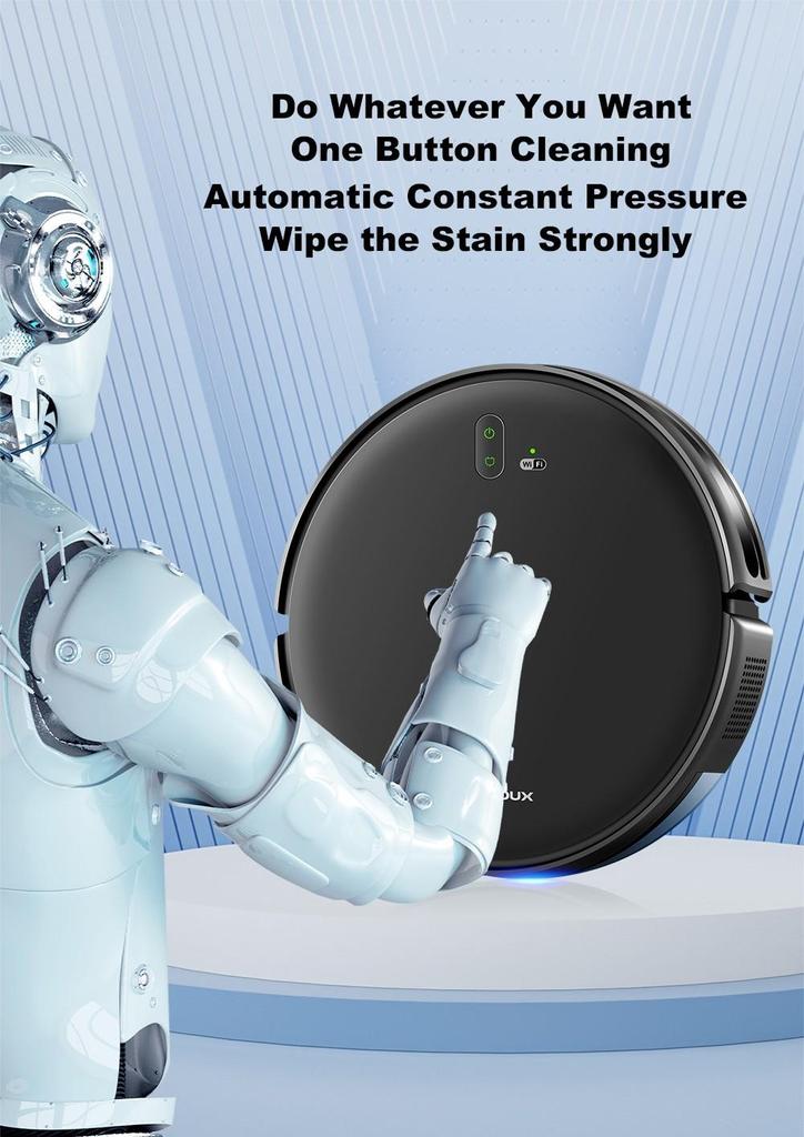 Liectroux L200 Robot Vacuum Cleaner, Max 4000Pa Suction, Smart Mapping, 230ml Electric Control Water Tank