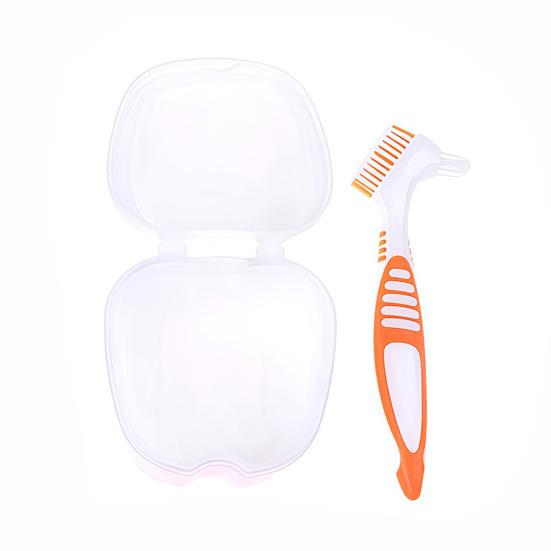 Кейс для зубных протезов с местом для зубной щетки, Коробка-ванночка для зубных протезов с ситечком, Контейнер-держатель для невидимых брекетов, ретейнеров, капп, выравнивателей