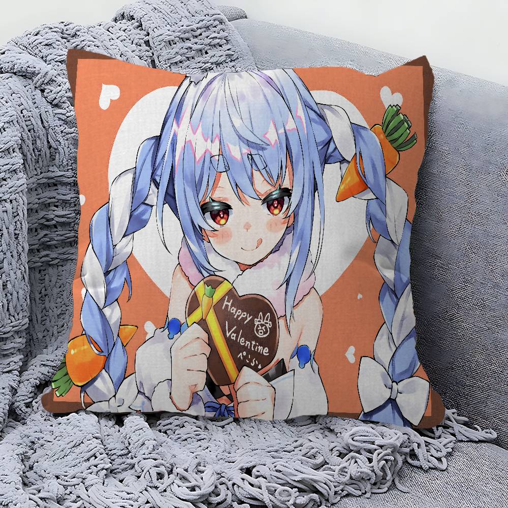 Game Hololive Usada Ppekora Pillow Covers Cartoon Sofa Decorative Home Doublesided Printing Short Plush Cute Cushion Cover