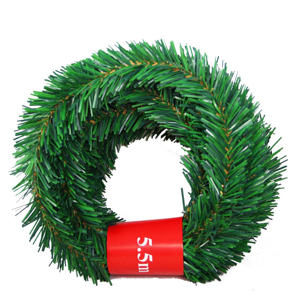 5.5 Meter Artificial Pine Garland for Christmas Decoration - Green Rattan Banner, Durable and Reusable