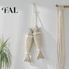 Creative Beach House Decor Rustic Nautical Wooden Fish Decor, Coastal Style Wall Hanging Marine Nursery Ornament with Fishing Net for Lake House,