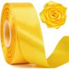 Ярко-желтая атласная лента из полиэстера, Идеально подходит для рукоделия, упаковки подарков, свадебного декора и DIY-лента для рукоделия с ткаными краями, товары для рукоделия