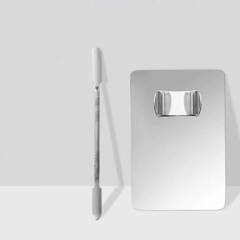 Makeup Foundation Brush Mixing Palette Stainless Steel Foundation Lipstick Eye Shadow Mixer Palette With Spatula Makeup Tools