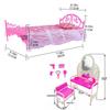 30cm Dolls Dollhouse Furniture Dresser + Bed+ Pajamas + Slippers Princess Bedroom Accessories for 30cm Doll Kid Girl Toy Playset(NO DOLLS)