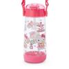Sanrio Children's Water Bottle with Straw, 480ml, Direct Drinking, One-Touch, Lightweight, Plastic, Hello Kitty Design, with Shoulder Strap and Name S