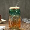 Стеклянный стакан с трубочкой Взрослый стеклянный стакан Стакан для колы Бытовой стакан для воды с трубочкой Стакан для напитков для студентки Стекло