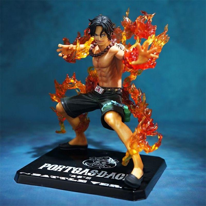 Anime Ace One Piece Led Figures Lamptoys Action Figure 16cm Led Fire Effect Manga Nightlights Christmas Gift Pvc Model Ace Doll