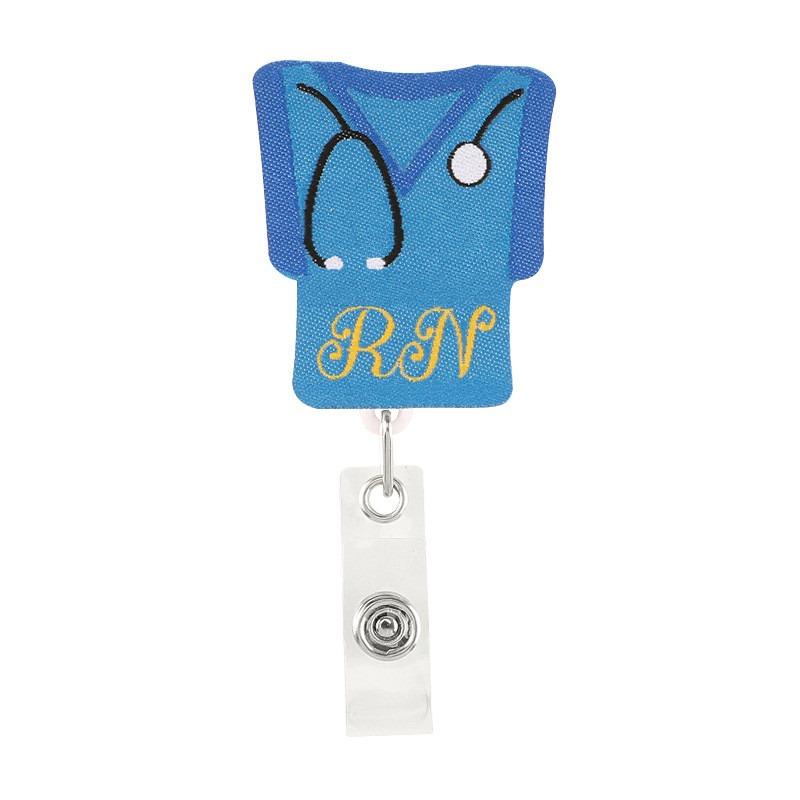 Creative Embroidery Badge Reels for Nurses Doctors Cute Smiling Face Embroidery Work Card Holder Hospital Supplies