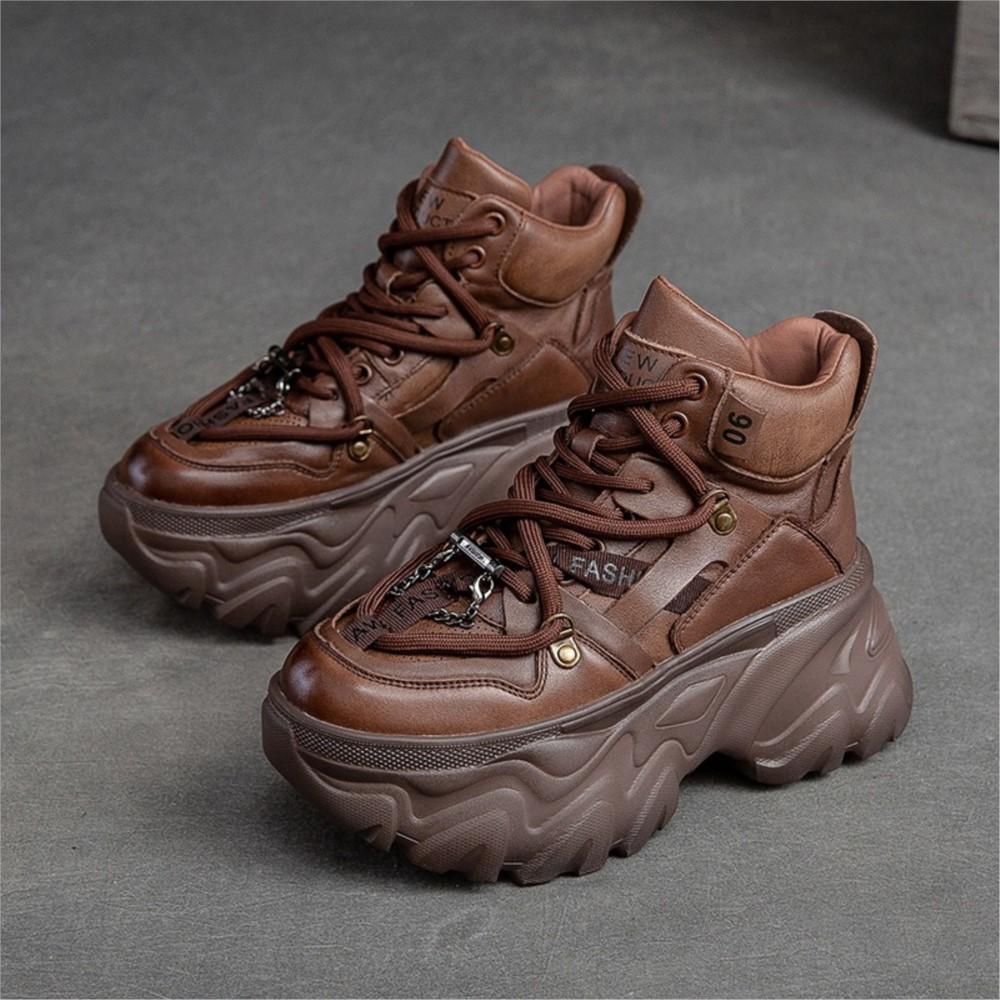 Johnature Весенне-осенние повседневные лоферы с круглым носком, увеличивающие рост, в стиле ретро, ​​женские туфли на плоской подошве из натуральной кожи