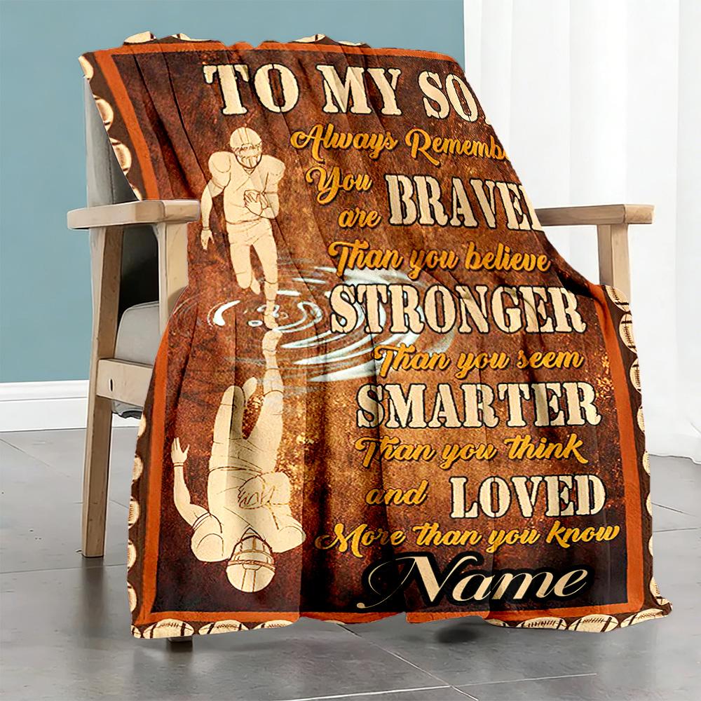 Football Son88 Personalized Name Blanket Multi-purpose Personalized Blanket Soft & Cozy Perfect for Living Room Couch Livingroom Sofa