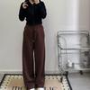 Lulu Velvet Scuba Wide-Leg Drawstring Pants - Mid-Waist, Casual, Loose Fit for Autumn/Winter