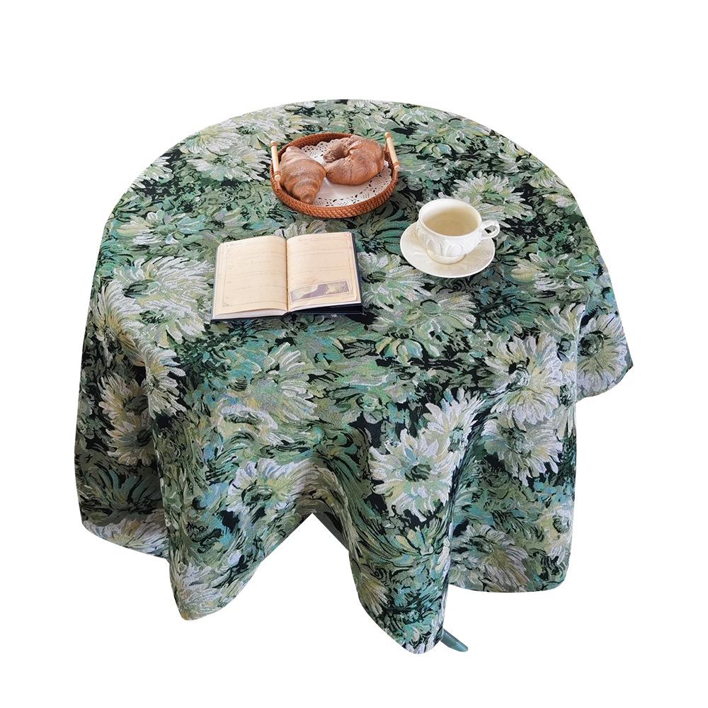 Monet Garden Vintage Oil Painting Jacquard Cotton Linen Tablecloth High-End Tv Cabinet Cover Towel Home Table Mat