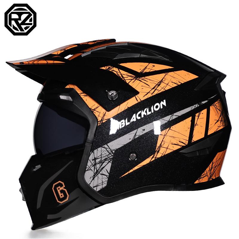 Мотоциклетный шлем, мужской ретро-комбинированный шлем, полный шлем, полушлем, ретро-шлем, разборный комбинированный шлем