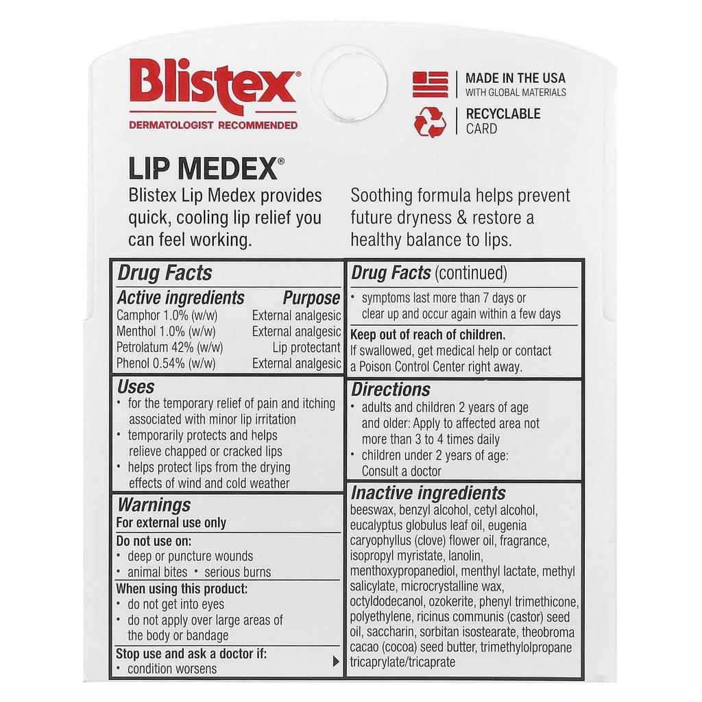 Blistex Lip Medex®, 3 Packs, 4.25 G (0.15 Oz) Each