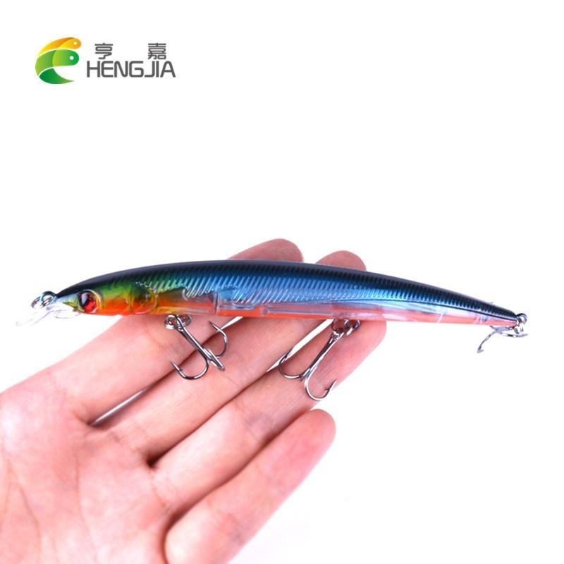 HENGJIA 8pc Minnow Fishing Lure with 3D Eyes Hook Bionic Pike Bass Bait Fishing Tool