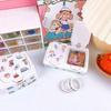 Cute Plastic Button Desktop Storage Box Jewlery Organizer Case With Lid Sticker