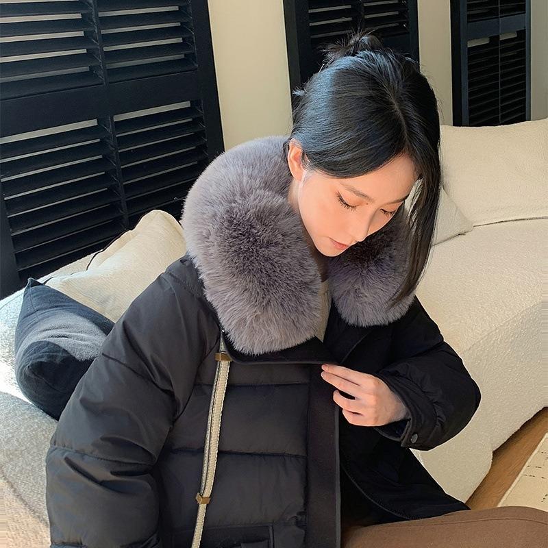 Женское короткое утепленное пальто с лацканами и большим меховым воротником, новое зимнее теплое хлопковое пальто свободного кроя