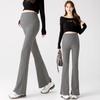 Pregnant Women Knitted Micro-flare Pants In Spring, Autumn and Winter Plus Velvet Thickened Leggings Large Size Postpartum Drape Casual Pants