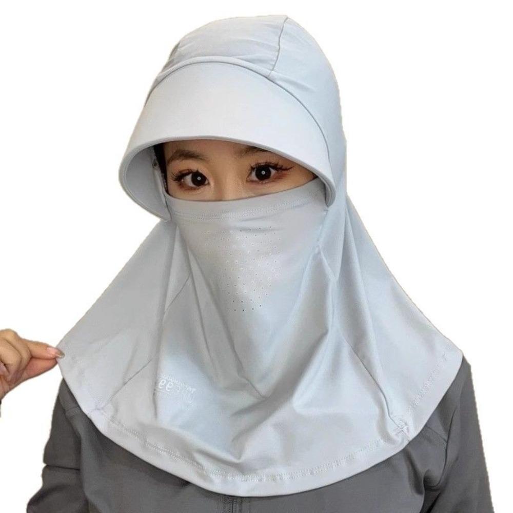 New Breathable Visor Cap Ice Silk with Shawl Mask Cap Sunscreen Hat Summer