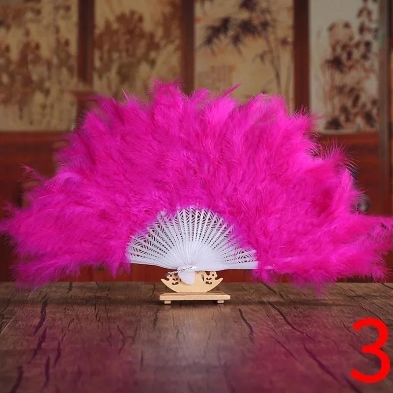 1pcs Soft Fluffy Lady Burlesque Wedding Hand Fancy Dress Costume Dance Feather Fan Chinese Fan Folding Fan