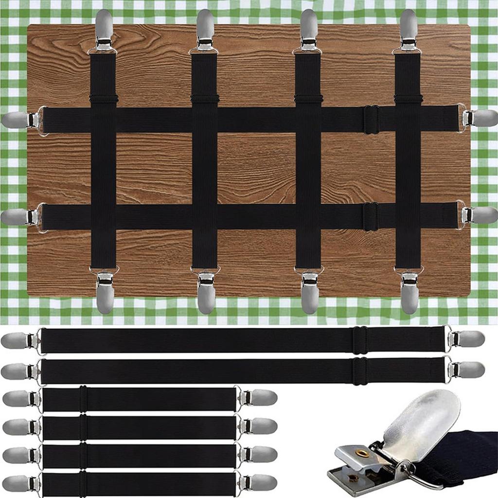 Tablecloth Holder Clips Adjustable Elastic Sheet Fastener Strap Fixator Cover Home Travel Use