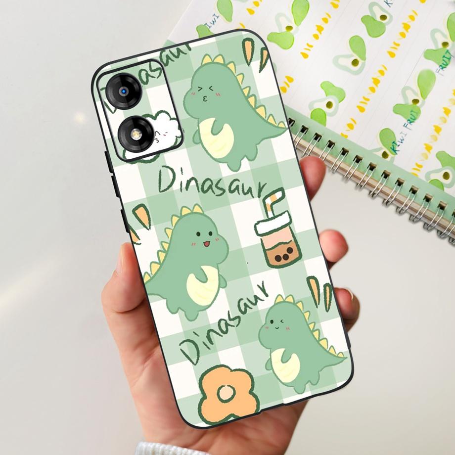 For Motorola Moto E13 Moto G13 Case Matte Black Liquid Silicone Soft Cover Lovely Cat Cartoon Jelly Capas For MotoE13 E 13 G 13