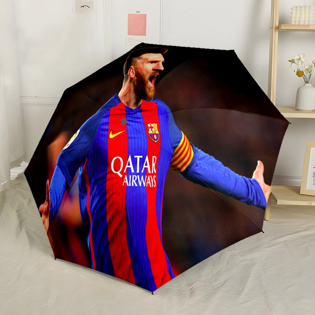 Messi Celebrates Victory Compact Travel Automatic Umbrella Compact 8-Rib Design Foldable Design for Women/Men Fashion Lovers