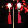 Red Chinese Style Ancient Hairpin Pearl Chinese New Year Side Clip Hanfu Hair Clip  Women