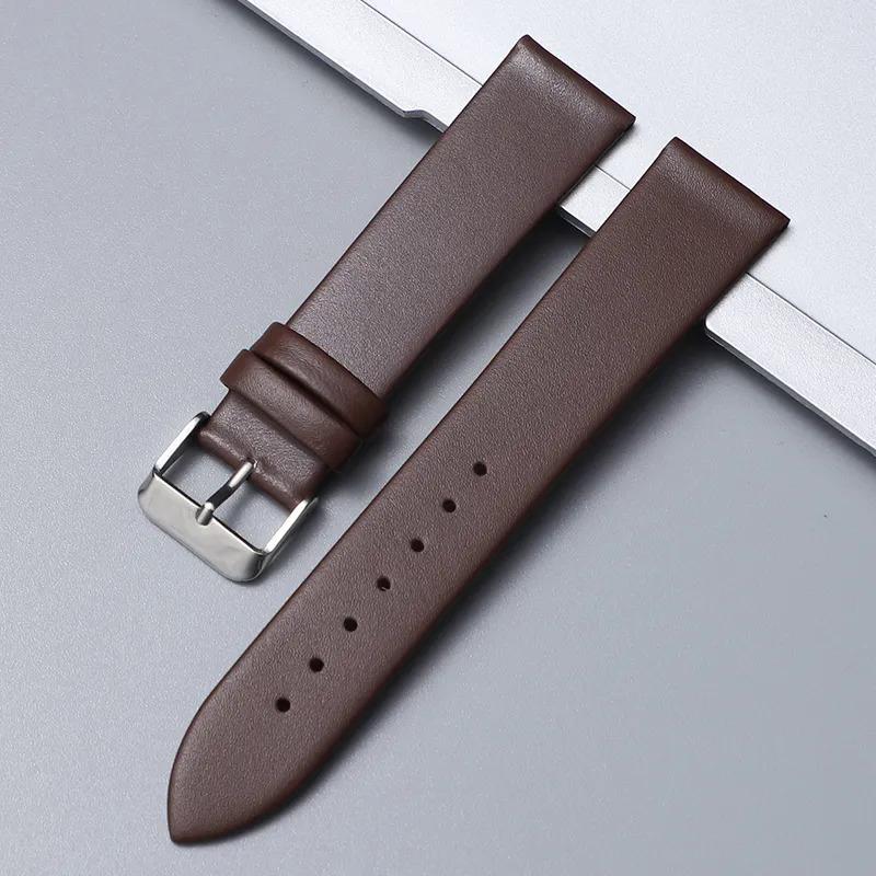 Ремешок для часов из мягкой кожи, ультратонкий ремешок 14 мм, 15 мм, 16 мм, 18 мм, 20 мм, 22 мм, сменный ремешок для наручных часов, ремешки для часов
