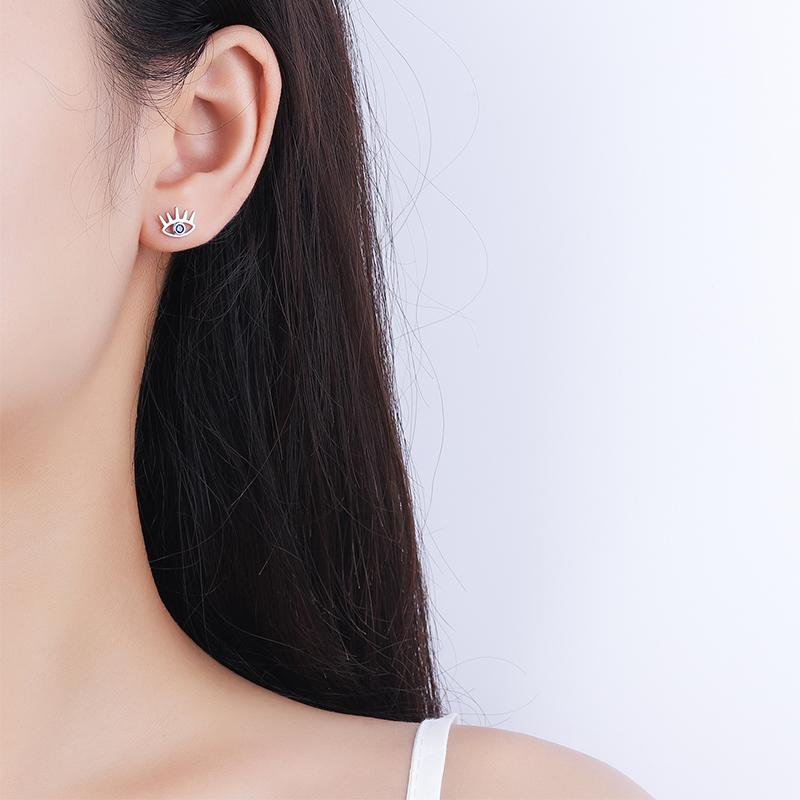 Creative Eye Shape S925 Silver Earring for Women's Simple Zircon Earrings Jewelry Anniversary Gift Sterling Silver Jewelry