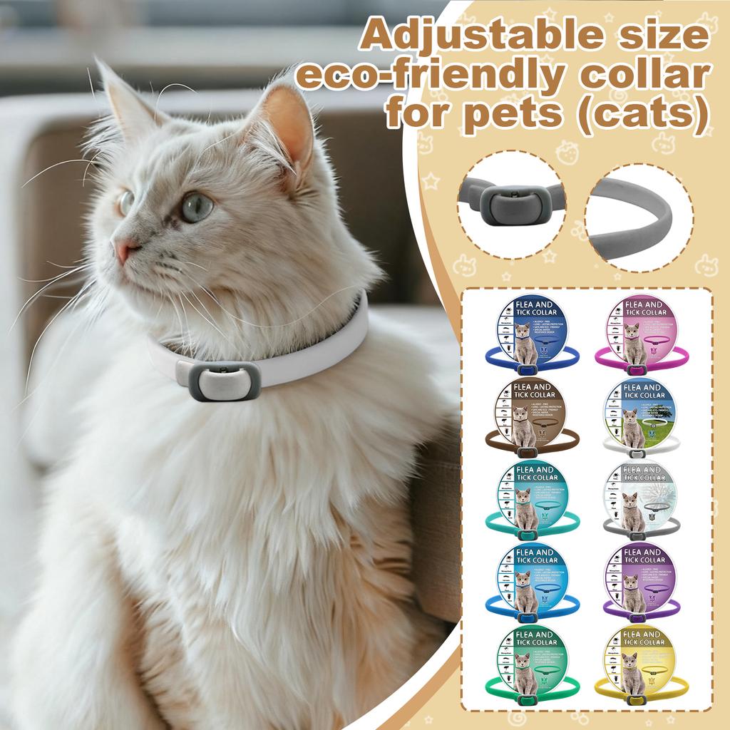 Flea And Tick Collar - 8 Months , -Free, Water Proof & Adjustable With Multiple Color Options For Cats