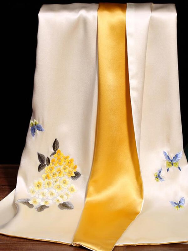 SIYUTANG 16 Momme Silk Hand-Embroidered Shawl