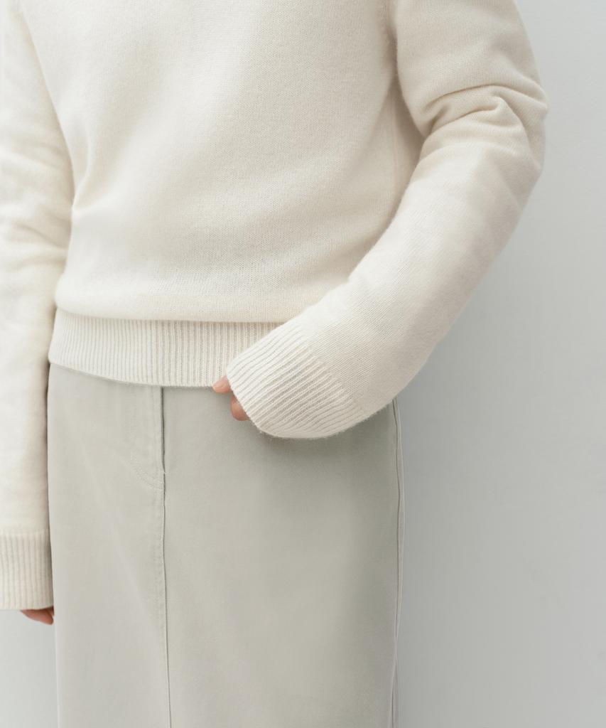 MUSINSA СТАНДАРТ ЖЕНЩИНА [Victoria Wool] Женский вязаный кардиган с воротником [Кремовый]