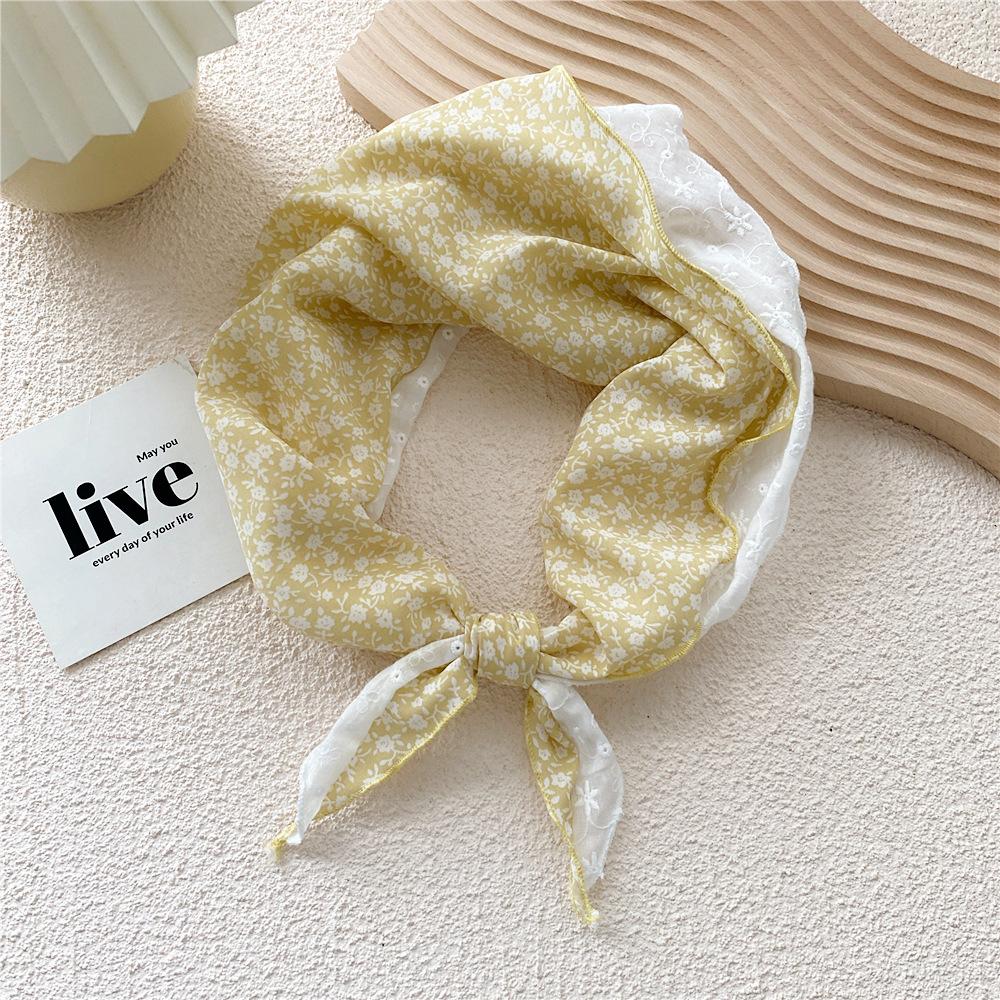 Cotton And Linen Small Square Scarf Silk Scarf Women'S Spring And Autumn New Style Artistic And Versatile Fashionable Temperament Headband Scarf