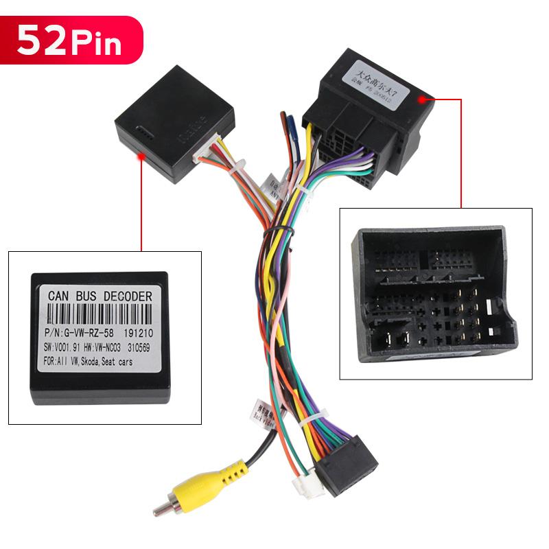 For Volkswagen Passat B6 B7 CC Skoda Seat Android Car Radio Stereo 16Pin Wired Harness Adapter Canbus Box Power Cable Connector Radio Accessories 4