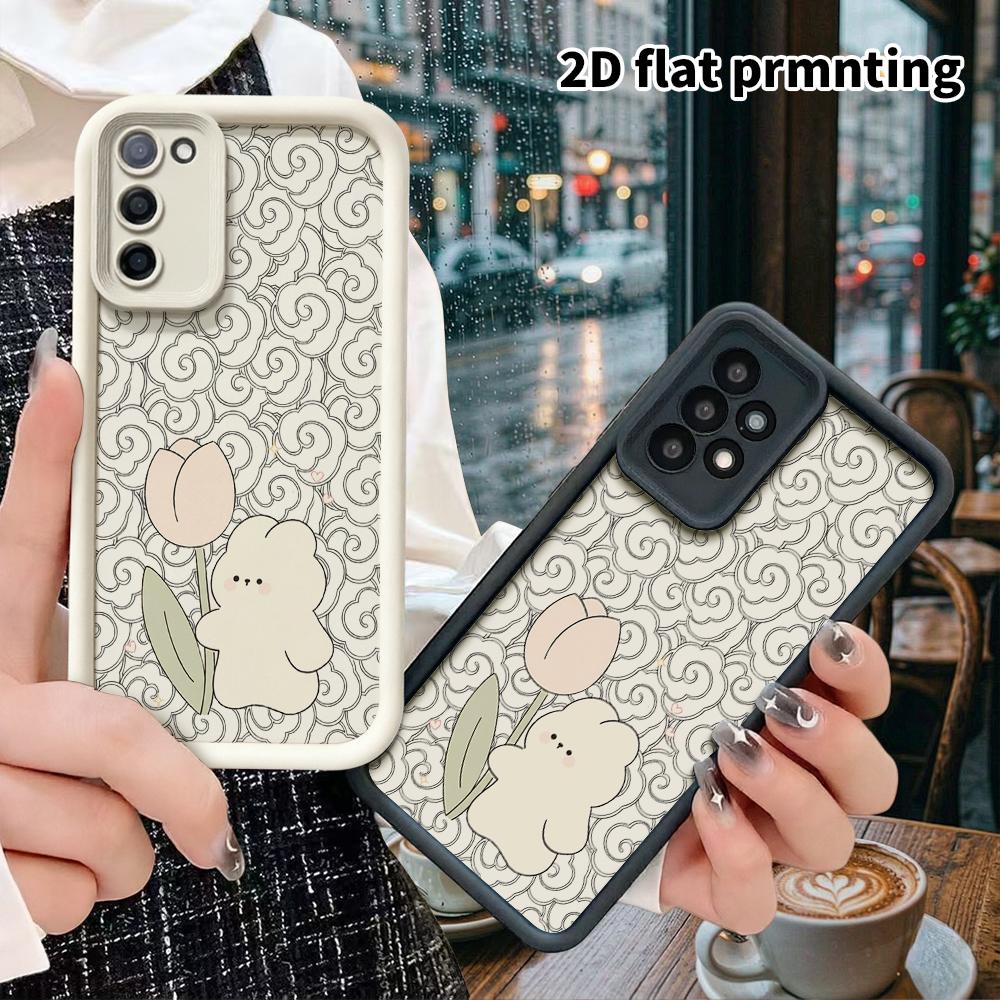 Чехол для телефона: 2D Плоский Защитный Чехол для Samsung Galaxy A34 A35 M05 M06 S20 S22 S21 FE Plus 5G, Тюльпан Маленький Белый Кролик, Подарок на Рождество и Хэллоуин