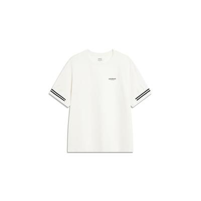 Li Ning X HZW Collaboration CF Su Series Color Block Loose Short Sleeve T Shirt Women Tops Off-White ATST772-2
