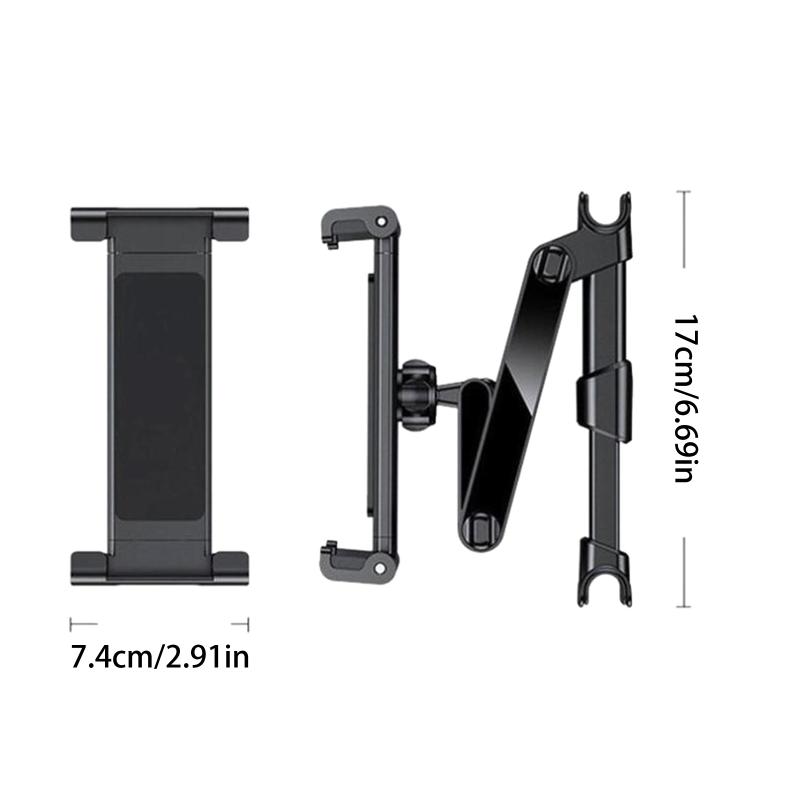 Car Rear Headrest Phone Holder Adjustable Telescopic Tablet Mount Stable Back Seat Bracket for Road Trips Kids Watching