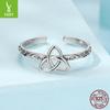 S925 Sterling Silver Vintage Celtic Knot Open Ring, Elegant Mysterious Pattern Sterling Silver Ring Jewelry