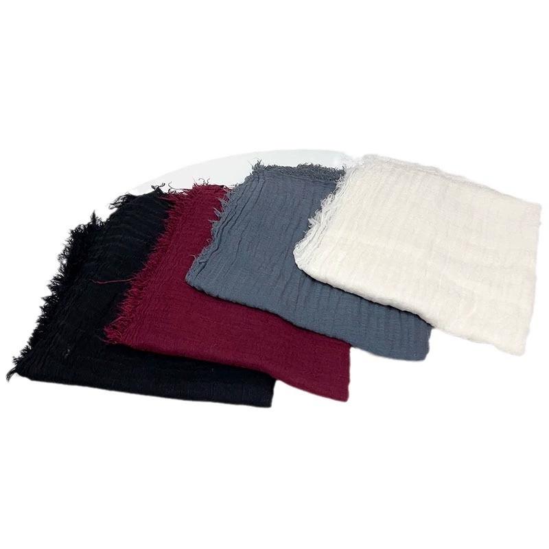 High Quality Comfortable Nice 140*140cmSolid Color Linen Scarf Spring and Summer Thin Breathable Square Shawl Scarf With Tassel