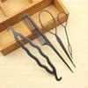 Portable 4 Pcs Hair Styling Tools Braid Tool Loop Elastic Hair Bands Rat Tail Comb Metal Pin Tail Braiding Combs Hairstyle Tools