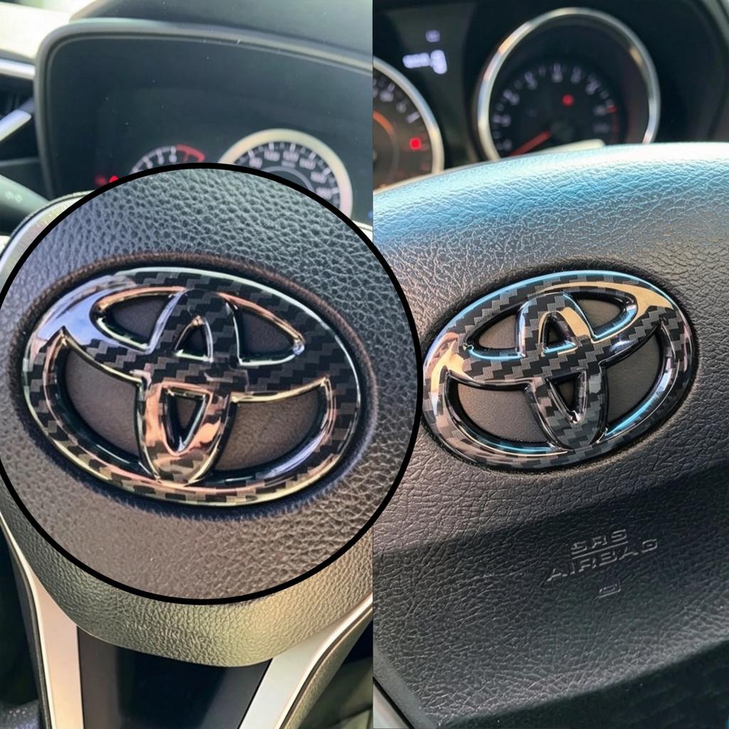 Car Steering Wheel Center Logo Styling Emblem Badge 6.5x4.5cm Sticker for Toyota Corolla Camry RAV4 Yaris Vios Hilux Prius CHR