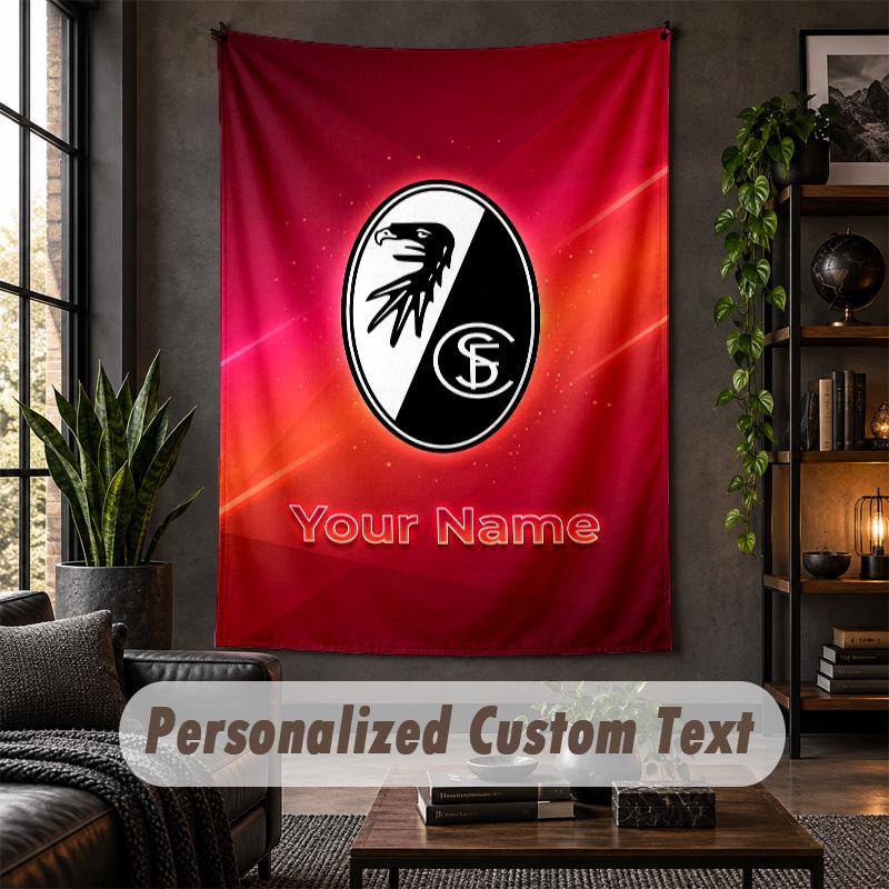 Personalized Wall Tapestry,SC Freiburg FC Custom Text, Soft Fabric Wall Art For Indoor Decoration