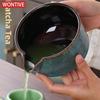 2PCS New Ceramic Matcha Bowl Set With Pouring Spout Reusable Tea Whisk Holder Food Grade Handmade Japanese Green Tea Bowl