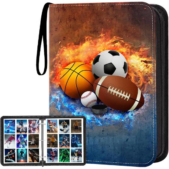 Папка-альбом для спортивных карточек, 900 карманов, 50 съемных листов для коллекционных карточек, папка на молнии, альбом для коллекционера, 3 кольца, бейсбол, футбол