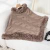 Women's Fashion Faux   Collar  Pullover Sweater Cape
