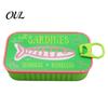 Whimsical Jewelry Container Sardine Tin Box with Fishbone, PLA Vintage Compact Size Decorative Vanity Accessory Organizer, Portable Storage