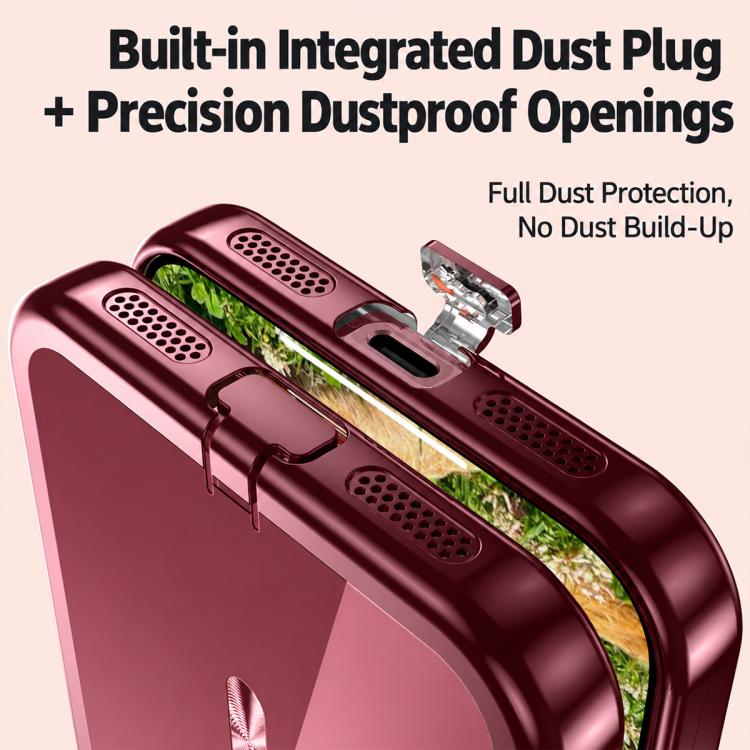 Plating Paint TPU MagSafe Case for iPhone 18 Pro, Dust Plug & Lens Film Wear-resistant Lightweight Wireless Charging Protective Cover